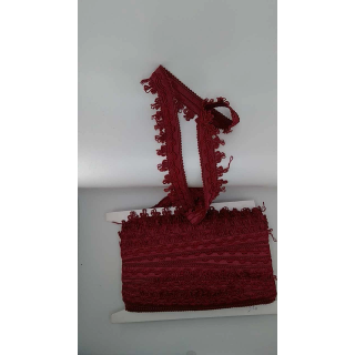 Koronka Poliestrowa z Chwostami 3cm Bordowa 3D | Pasmanteria Szpilka