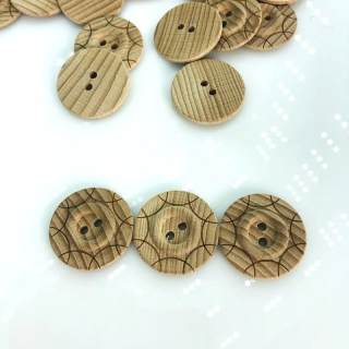 Guziki Drewniane 28 mm Duże Grawerowane | Naturalne Eko