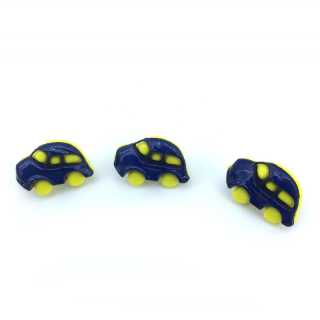 Guziki samochodziki – niebiesko-żółte ozdobne guziki