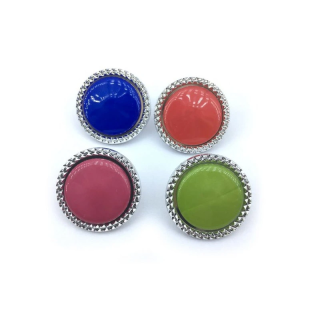 Guziki Biżuteryjne Kolorowe z Metalową Ramką | Eleganckie