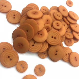 Guziki Matowe z Rowkami Retro 15mm i 22mm | Pomarańcz / Morski | Pasmanteria Szpilka