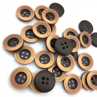 Guziki Dwukolorowe Karmelowo-Brązowe 22mm 4 Dziurki | Pasmanteria Szpilka