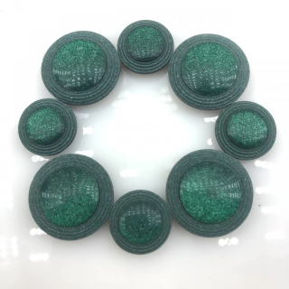 Guziki Szmaragdowe Brokatowe z Tunelem 16mm 22mm | Pasmanteria Szpilka
